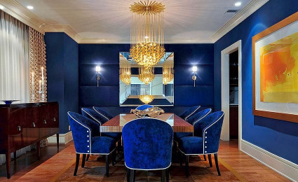 Cách phối màu xanh dương trong nội thất phòng ăn