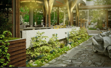 Thiết kế cafe sân vườn phố xanh