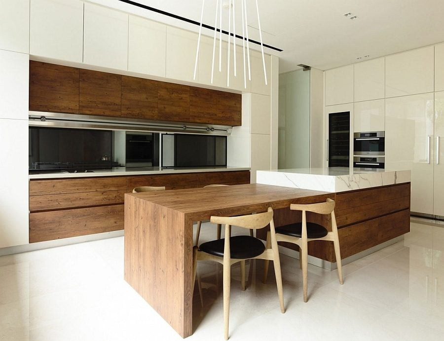 Minimal-modern-kitchen-and-dining-area-with-warmth-of-natural-wood