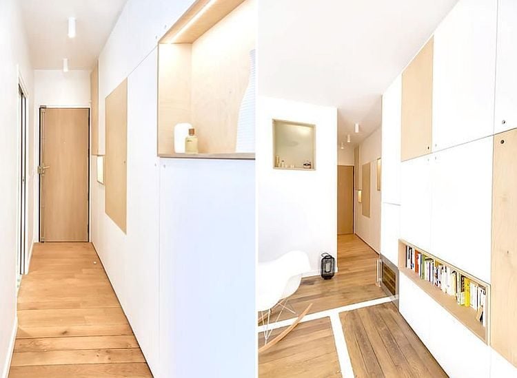 Narrow-entry-and-sleek-wall-cabinets-inside-the-apartment
