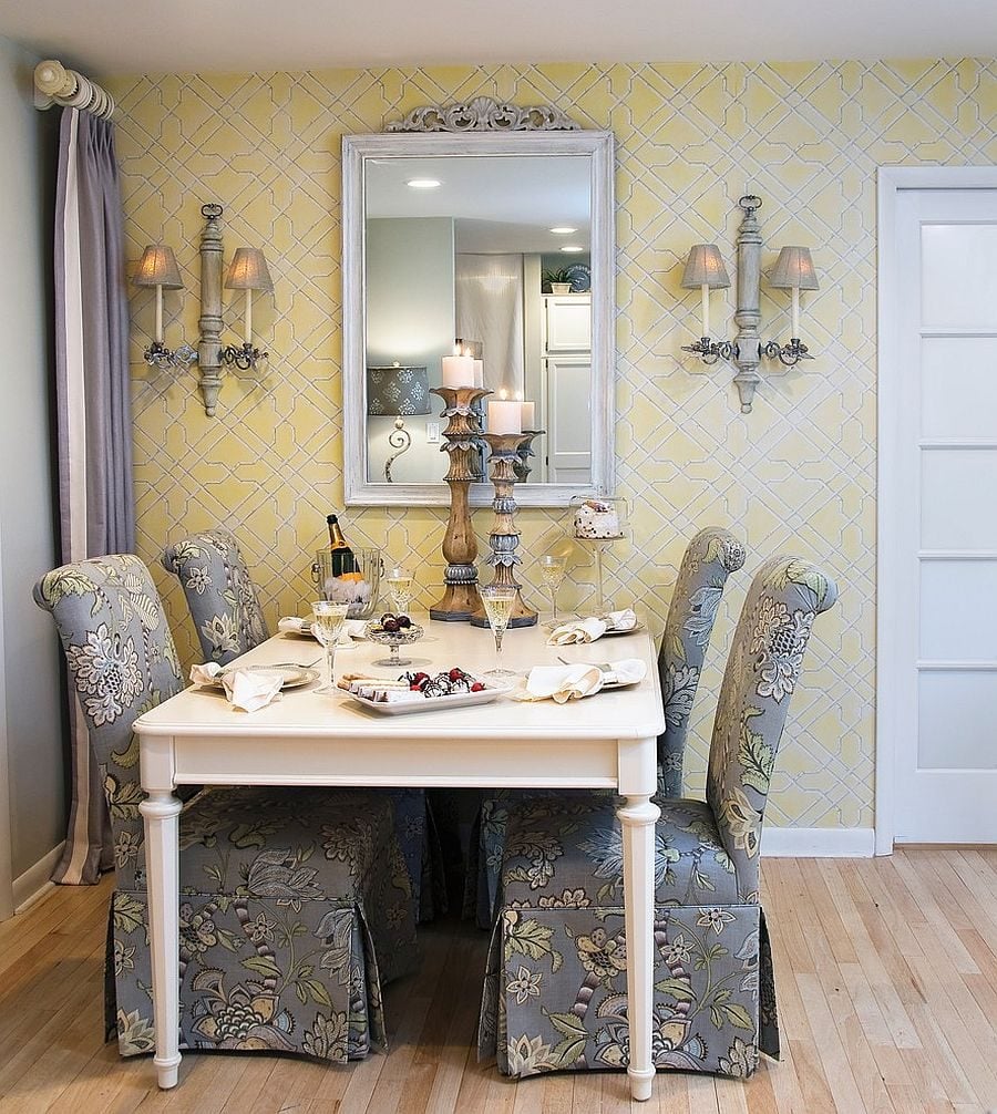Traditional-yellow-and-gray-dining-room-with-custom-chairs-that-steal-the-show