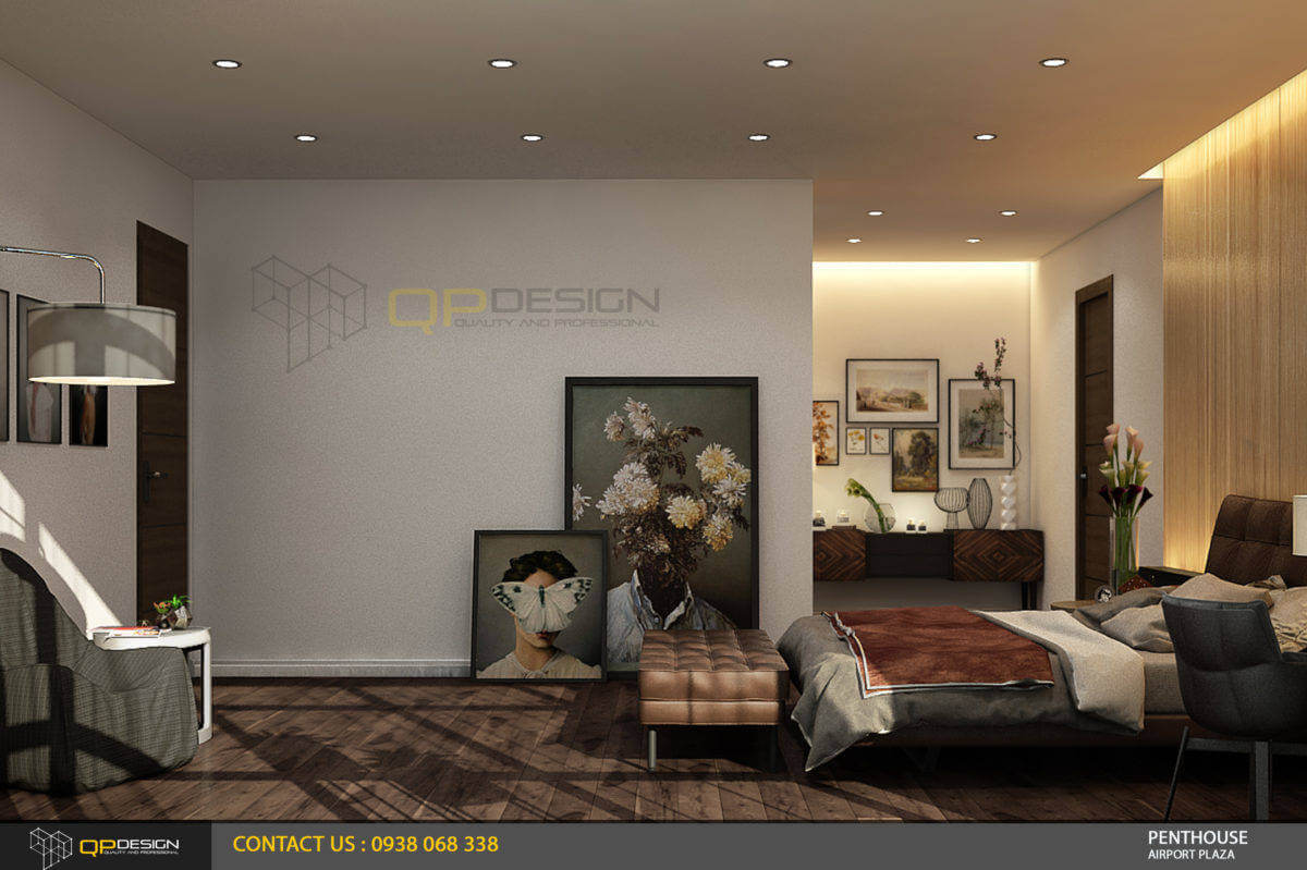 thiết kế phòng ngủ master căn hộ penthouse