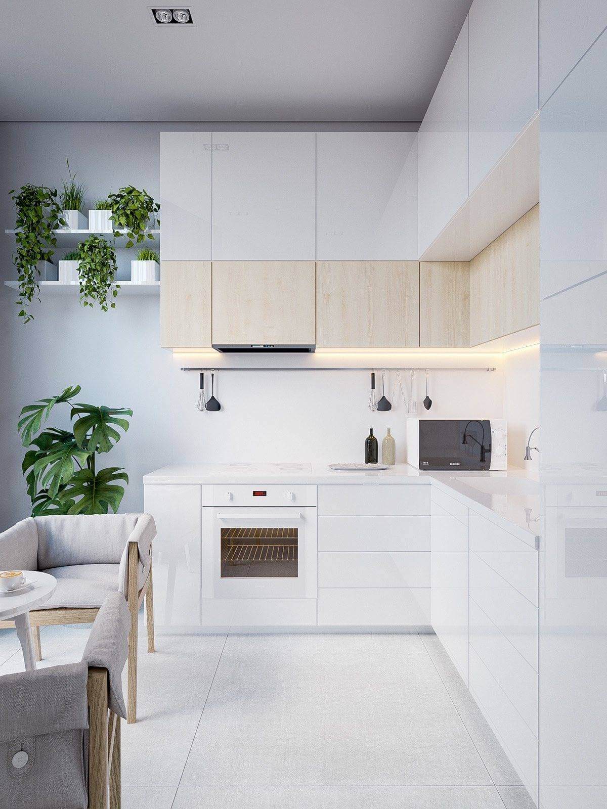 minimalist all white kitchen MẪU NHÀ BẾP ĐẸP VỚI PHONG CÁCH HIỆN ĐẠI qpdesign